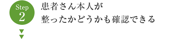 患者さん本人が整ったかどうかも確認できる